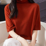 100% 메리노 울 터틀넥 티셔츠 스웨터