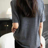 Chanyarn女性の100%メリノウールベースレイヤーシャツトップクルーネック半袖旅行ハイキングTシャツプルオーバーセーター