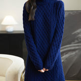 100% Merino Wool Turtleneck Sweater Dress