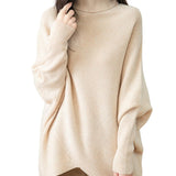 Chanyarn Women's Turtleneck100%Merino Wool特大セーター2025秋冬のバットウィング長袖ニットセーター