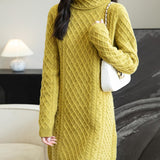 100% Merino Wool Turtleneck Sweater Dress