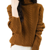 100% Merino Wool Turtleneck Cable Pullover