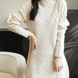 100% Merino Wool Turtleneck Sweater Dress