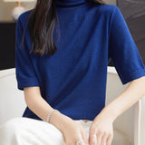 100% 메리노 울 터틀넥 티셔츠 스웨터