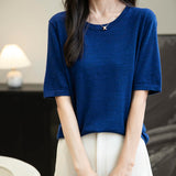 Chanyarn女性の100%メリノウールベースレイヤーシャツトップクルーネック半袖旅行ハイキングTシャツプルオーバーセーター