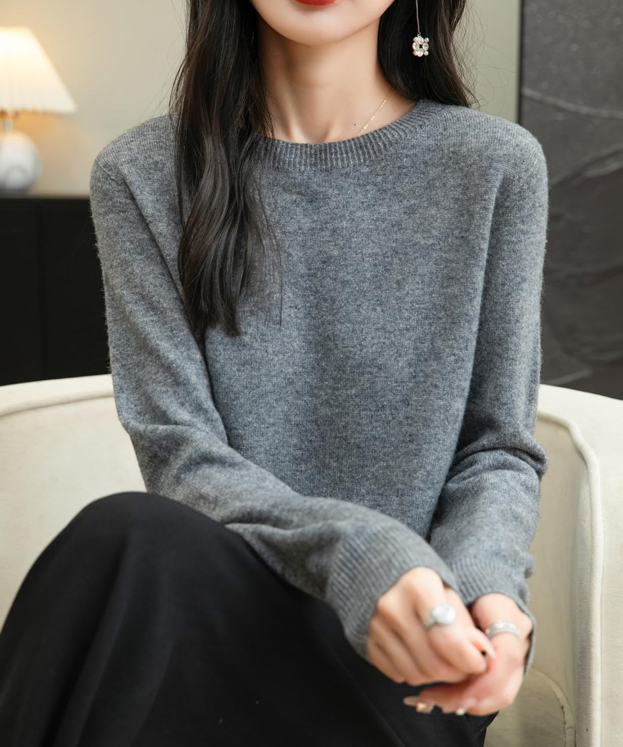 100% Merino Wool Seamless Crewneck Sweater
