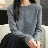 100% 메리노 울 심리스 크루넥 스웨터