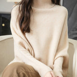 Chanyarn Women's Turtleneck100%Merino Wool特大セーター2025秋冬のバットウィング長袖ニットセーター