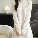 100% Merino Wool Turtleneck Sweater Dress