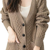 Chanyarn Women's 100%Merino Wool Seater 2025秋冬v頸部長袖ビンテージケーブルニットカーディガンセーター