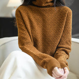 100% Merino Wool Turtleneck Hollow Knit Sweater