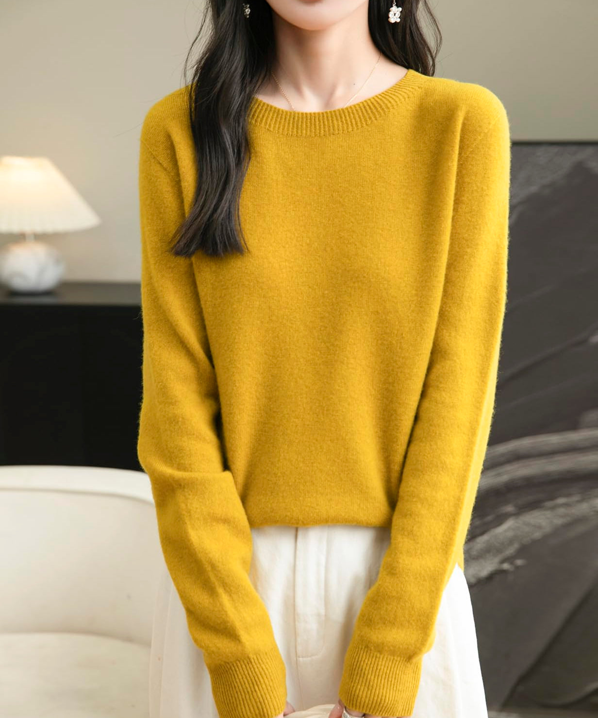 100% Merino Wool Seamless Crewneck Sweater
