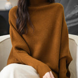 Chanyarn Women's Turtleneck100%Merino Wool特大セーター2025秋冬のバットウィング長袖ニットセーター