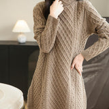 100% Merino Wool Turtleneck Sweater Dress