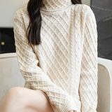 100% 메리노 울 터틀넥 스웨터 드레스