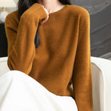 100% 메리노 울 심리스 크루넥 스웨터