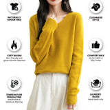 100% Merino Wool V-Neck Seamless Casual Sweater