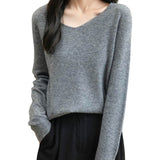 100% Merino Wool V-Neck Seamless Casual Sweater