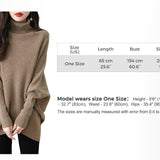 Chanyarn Women's Turtleneck100%Merino Wool特大セーター2025秋冬のバットウィング長袖ニットセーター