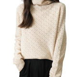 100% Merino Wool Turtleneck Hollow Knit Sweater