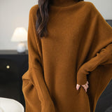 Chanyarn Women's Turtleneck100%Merino Wool特大セーター2025秋冬のバットウィング長袖ニットセーター