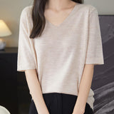 100% Merino Wool V-Neck Short Sleeve Base Layer Tee