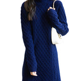100% Merino Wool Turtleneck Sweater Dress
