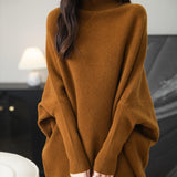 Chanyarn Women's Turtleneck100%Merino Wool特大セーター2025秋冬のバットウィング長袖ニットセーター