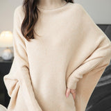 Chanyarn Women's Turtleneck100%Merino Wool特大セーター2025秋冬のバットウィング長袖ニットセーター