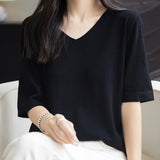 100% 메리노울 브이넥 반소매 베이스 레이어 티셔츠