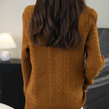 100% Merino Wool Turtleneck Cable Pullover