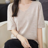 100% Merino Wool V-Neck Short Sleeve Base Layer Tee