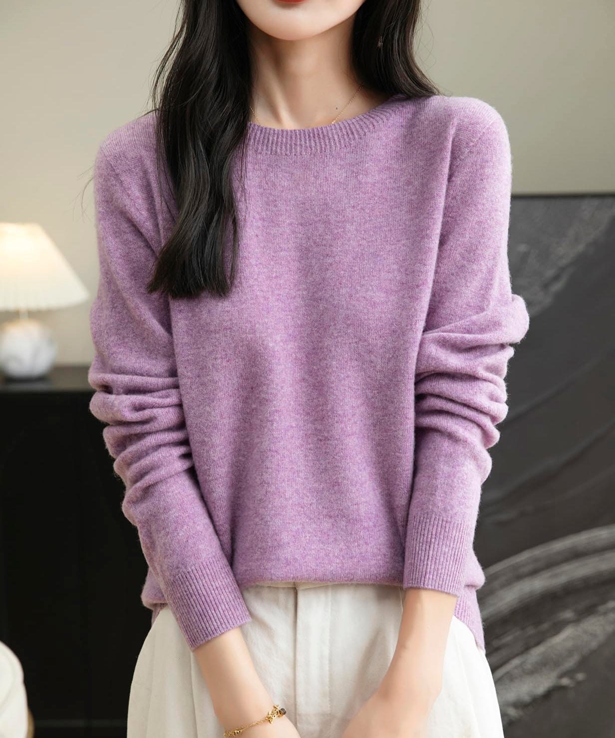 100% Merino Wool Seamless Crewneck Sweater