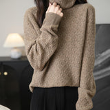 100% Merino Wool Turtleneck Hollow Knit Sweater