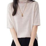 100% Merino Wool Turtleneck Tee Shirt Sweater