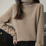 100% Merino Wool Turtleneck Hollow Knit Sweater