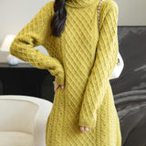 100% Merino Wool Turtleneck Sweater Dress