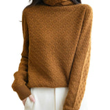 100% Merino Wool Turtleneck Hollow Knit Sweater