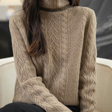 100% Merino Wool Turtleneck Cable Pullover