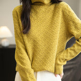100% Merino Wool Turtleneck Hollow Knit Sweater
