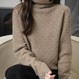 100% Merino Wool Turtleneck Hollow Knit Sweater