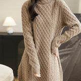 100% Merino Wool Turtleneck Sweater Dress