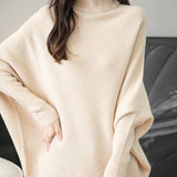 Chanyarn Women's Turtleneck100%Merino Wool特大セーター2025秋冬のバットウィング長袖ニットセーター