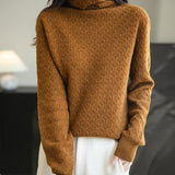 100% Merino Wool Turtleneck Hollow Knit Sweater
