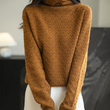 100% Merino Wool Turtleneck Hollow Knit Sweater