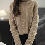 100% Merino Wool Turtleneck Cable Pullover