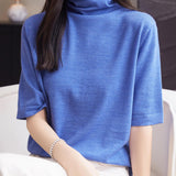 100% 메리노 울 터틀넥 티셔츠 스웨터