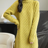 100% Merino Wool Turtleneck Sweater Dress