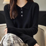 Merino Wool Polo Neck Pullover Sweater