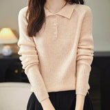 Merino Wool Polo Neck Pullover Sweater